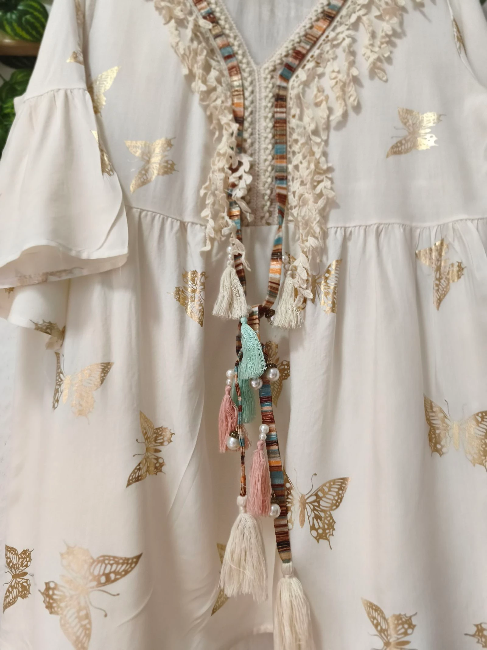 Boho blouse met vlinderdetails Coconut – photo 4